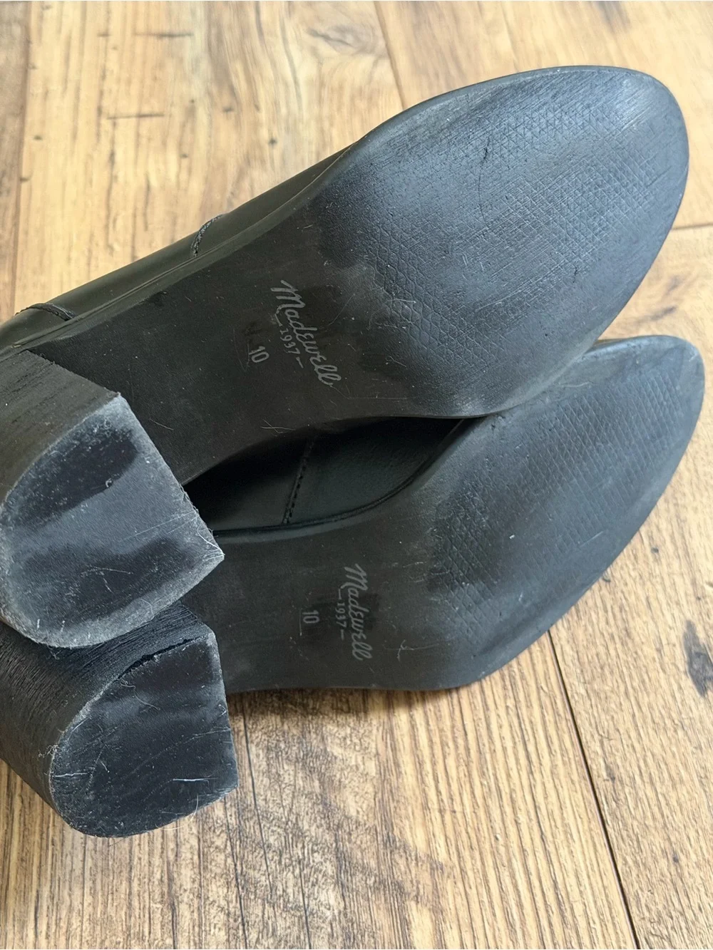 Madewell Black Leather Back-Zip Ankle Boots - Size 10